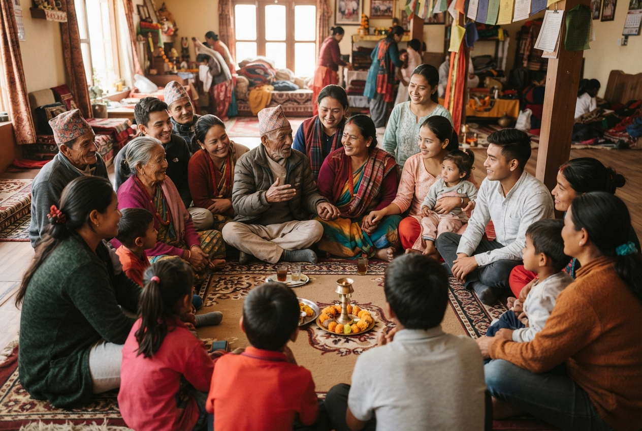 Community members in supportive circle