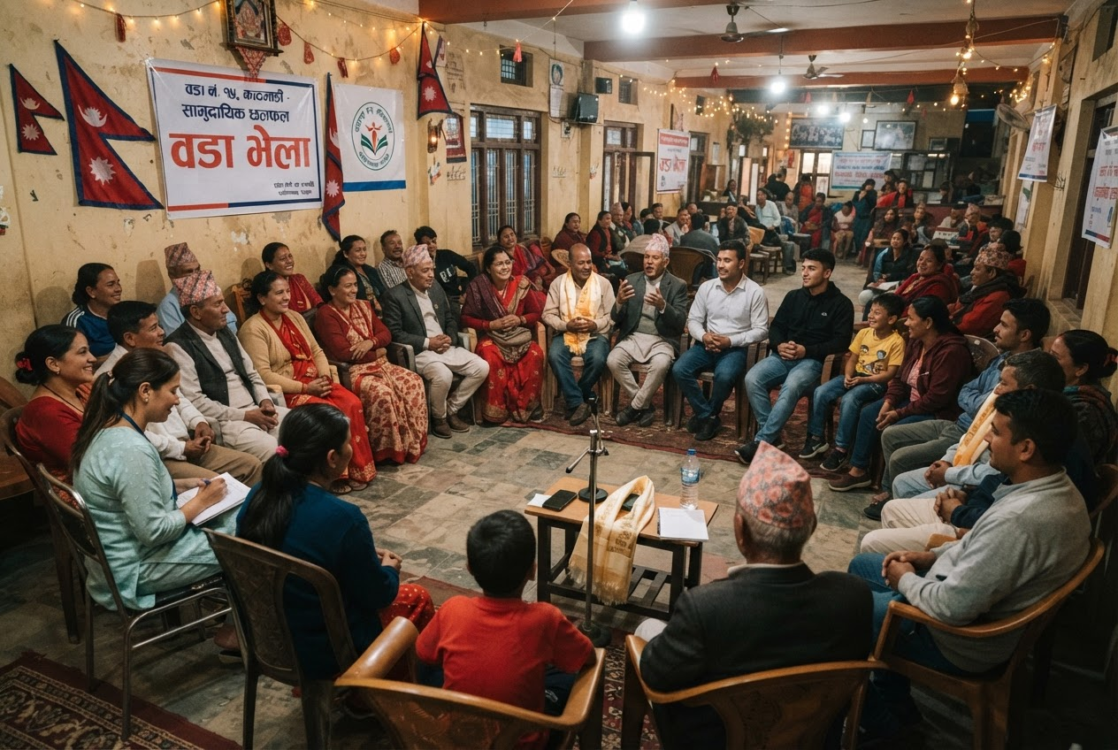 Community members in ward meeting circle